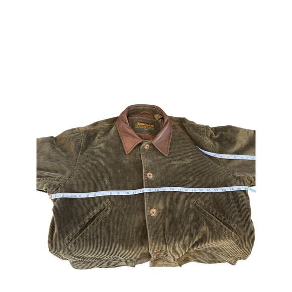 Timberland Weathergear Barn Coat Men's Corduroy Green Leather Collar Large - Picture 11 of 13
